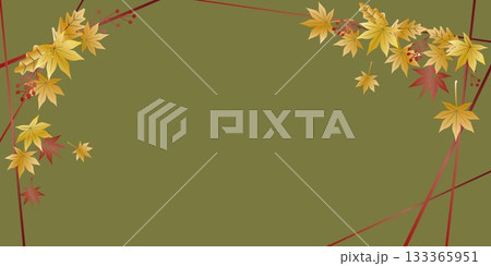 金色に輝くモミジの葉のイラスト、秋の紅葉のイラストフレーム 金色に輝くモミジの葉のイラスト、秋の紅葉のイラストフレーム 133365951