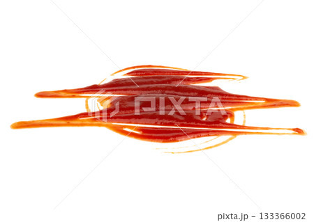 Ketchup is in a cup tomato splash isolated on white background Ketchup is in a cup tomato splash isolated on white background 133366002