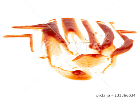 Ketchup is in a cup tomato splash isolated on white background Ketchup is in a cup tomato splash isolated on white background 133366034