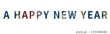 青海波模様の「A HAPPY NEW YEAR」文字素材 133366488