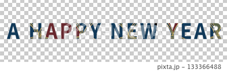 青海波模様の「A HAPPY NEW YEAR」文字素材 133366488