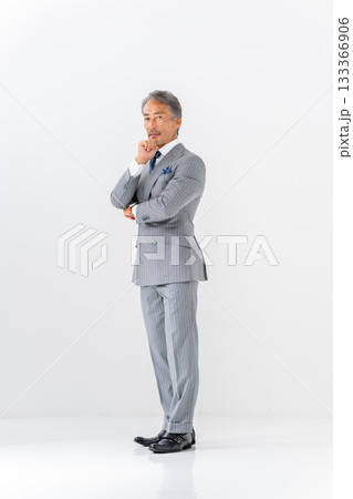ビジネスマン　ポートレート　全身　考える 133366906