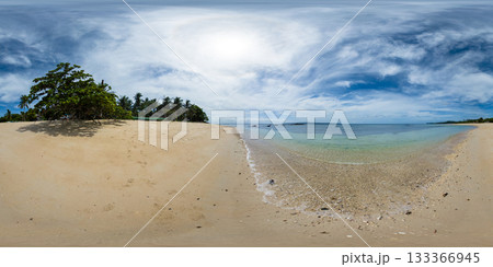 Sandy beach with transparent sea water and waves in Santa Fe, Romblon. Philippines. VR 360. Sandy beach with transparent sea water and waves in Santa Fe, Romblon. Philippines. VR 360. 133366945