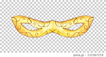 Watercolor yellow masquerade mask decorated golden ornate illustration on isolated background. Mardi gras or Venetian carnival attribute for holiday parade greeting cards, poster, invitation. Watercolor yellow masquerade mask decorated golden ornate illustration on isolated background. Mardi gras or Venetian carnival attribute for holiday parade greeting cards, poster, invitation. 133367259