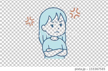 一幅生氣女孩的插圖 一幅生氣女孩的插圖 133367585