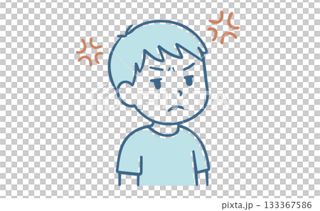 一幅惱怒男孩的插圖 133367586