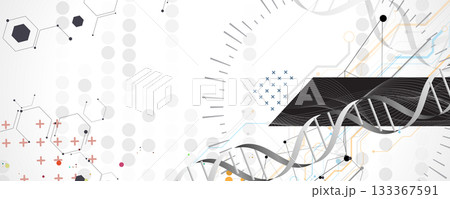 Futuristic DNA science background, connected neural network 133367591