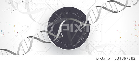 Futuristic DNA science background, connected neural network 133367592