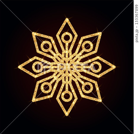 Gold glitter snowflake icon. Winter Christmas sparkling design Gold glitter snowflake icon. Winter Christmas sparkling design 133367899