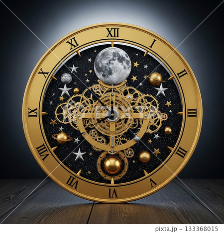レトロ調の天体オートマタ時計 133368015
