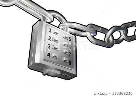 防犯イメージ（ボタン式南京錠タイプ　push-button lock ）透過素材 133368236