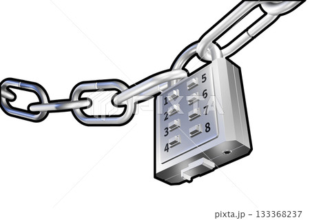 防犯イメージ（ボタン式南京錠タイプ　push-button lock ）透過素材 133368237