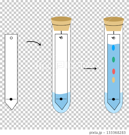 Paper Chromatography Experiment Diagram in a Test Tube, Separation of Components and Analysis Technique 133368283