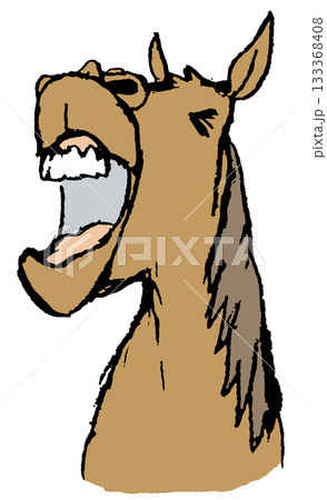 口を開けて雄叫びをあげる馬 口を開けて雄叫びをあげる馬 133368408
