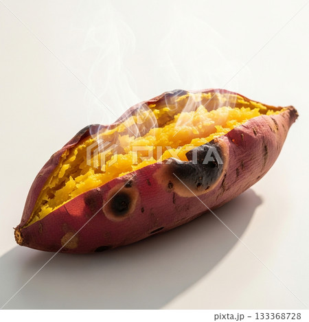 ほくほく湯気の焼き芋クローズアップ 133368728