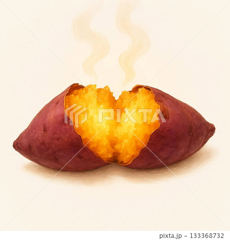 シンプルに魅せる湯気の焼き芋 133368732