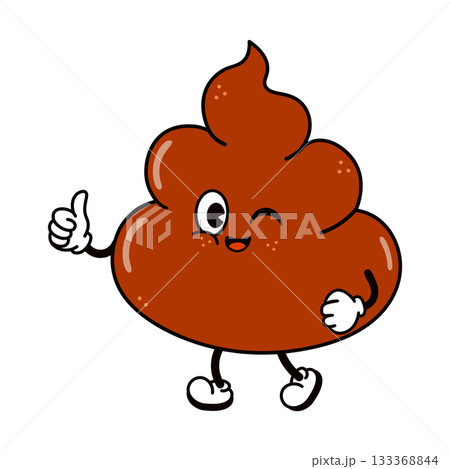Poop emoji character giving thumbs up and winking 133368844