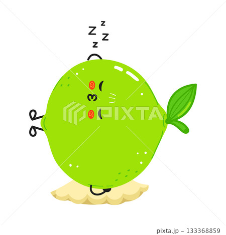 Cute sleeping lime fruit character having a rest 133368859