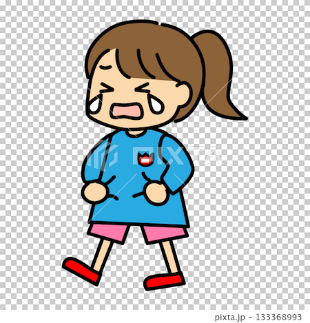 一個哭泣的幼兒園小女孩的可愛形象 一個哭泣的幼兒園小女孩的可愛形象 133368993