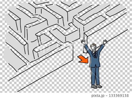 A male office worker who escaped from a maze A male office worker who escaped from a maze 133369138