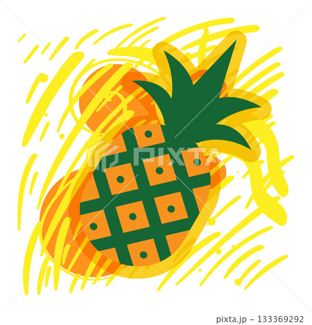 Fashion tropics funny pineapples print for T-shirt on colorful background 133369292
