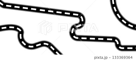 Curve road icon, highway winding line. Curve roadway illustration top view, road way Curve road icon, highway winding line. Curve roadway illustration top view, road way 133369364
