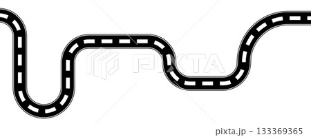 Curve road icon, highway winding line. Curve roadway illustration top view, road way 133369365