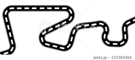 Curve road icon, highway winding line. Curve roadway illustration top view, road way 133369368