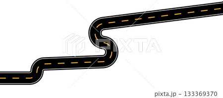 Curve road icon, highway winding line. Curve roadway illustration top view, road way Curve road icon, highway winding line. Curve roadway illustration top view, road way 133369370