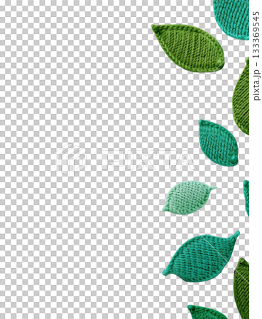 毛糸でできた緑の葉の素材 133369545