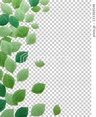 毛糸風の緑の葉の背景透過のフレーム 毛糸風の緑の葉の背景透過のフレーム 133369546
