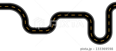 Curve road icon, highway winding line. Curve roadway illustration top view, road way 133369598