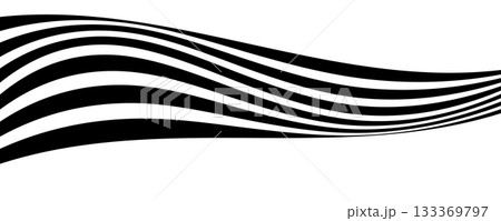 Black line wave pattern. Optical illusion stripe background, abstract geometric wavy texture 133369797