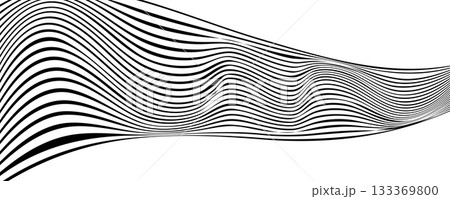 Black line wave pattern. Optical illusion stripe background, abstract geometric wavy texture Black line wave pattern. Optical illusion stripe background, abstract geometric wavy texture 133369800