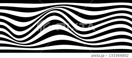 Black line wave pattern. Optical illusion stripe background, abstract geometric wavy texture 133369802