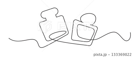 Continuous line perfume bottle. Hand drawn eau de toilette fragrance spray 133369822