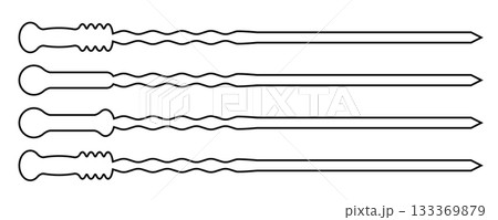Metal skewer sticks vector icon. Empty steel barbecue utensils, new bbq sticks 133369879