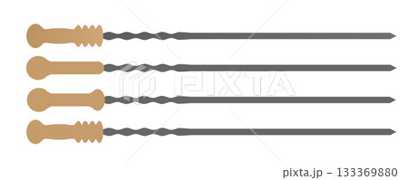 Metal skewer sticks vector icon. Empty steel barbecue utensils, new bbq sticks 133369880