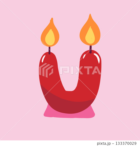 Valentine s Day romantic illustration. Vector illustration with cute candle Valentine s Day romantic illustration. Vector illustration with cute candle 133370029