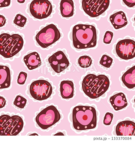 Happy valentine s day, chocolate gift box. Pastel love seamless pattern. Vector Happy valentine s day, chocolate gift box. Pastel love seamless pattern. Vector 133370084