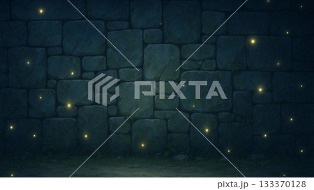 ホタルが舞う幻想的な石垣の夜背景イラスト 133370128