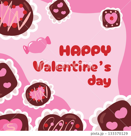 Happy valentine s day, chocolate gift box. Pastel love card vector Happy valentine s day, chocolate gift box. Pastel love card vector 133370129