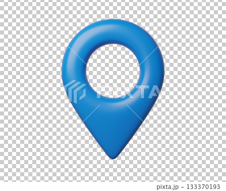 3d Blue Map Pin and Geolocation Marker for Navigation Apps, Maps, GPS, and Location services. Location pin icon. 3d render. 133370193