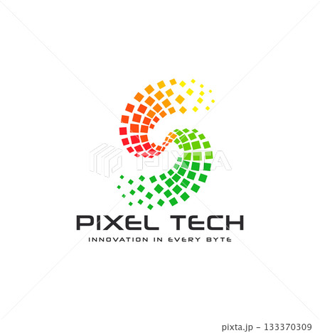 Pixel S Tech Logo Vector . Digital Creative Dot Icon Vector 133370309