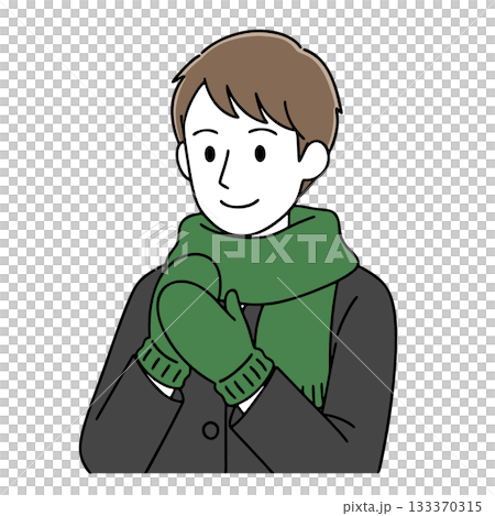 圖：一位戴著圍巾和手套的男士 133370315