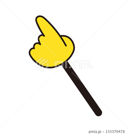 指し棒の先端が指差しを示すシンプルなイラストアイコン 133370478