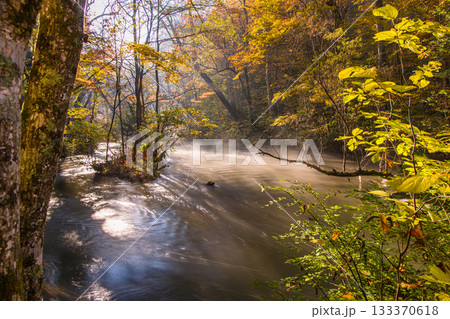 【青森県_奥入瀬渓流】錦秋の石ヶ戸　10月  133370618