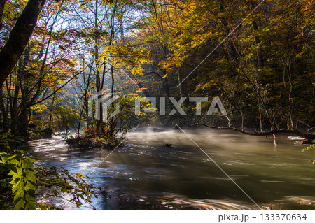 【青森県_奥入瀬渓流】錦秋の石ヶ戸　10月  133370634