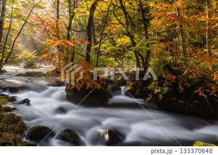 【青森県_奥入瀬渓流】錦秋の石ヶ戸　10月  133370648