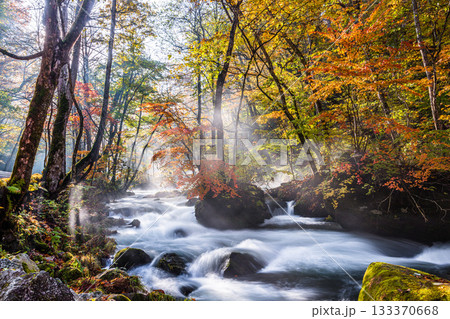 【青森県_奥入瀬渓流】錦秋の石ヶ戸　10月  133370668